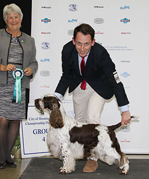 Mr E Casey & Mr C Canallo Aust Supreme Ch Sandicam The Look Of Love with group judge Mrs P Butler-Holley