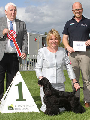 Miss S Crummey & Mr T Atkinson & Mr A YAU Afterglow Life Of Brian TAF with puppy group judge Mr M Armstrong & Mr K Cadmore (Dorwest Herbs) 