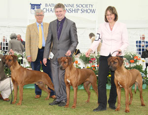 Bates - Rhodesian Ridgeback with group judge Mr K S Wilberg