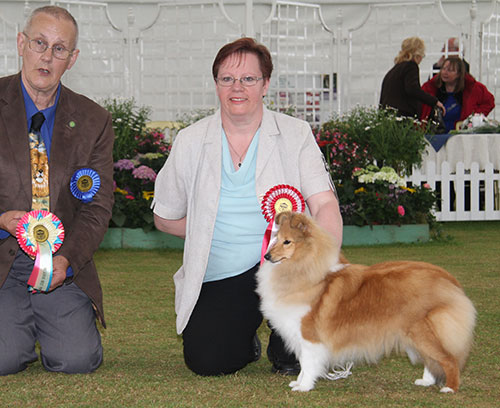 Mrs K E Hateley Willowgarth Tangerine Lace with BPIS judge Mr B W Reynolds-Frost