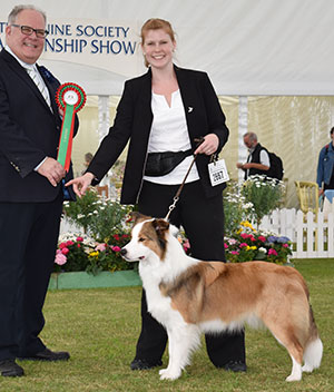 Mrs S J Price Foxbarton Wayward Prince with spbeg group judge Mr R Morris 