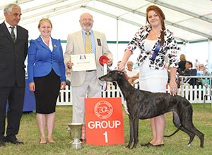 Miss R Howlett Boughton Balanchine with group judge Mr C Thornton, Mr J Courtney (Show Manager) & Miss R Rowe (Committee)