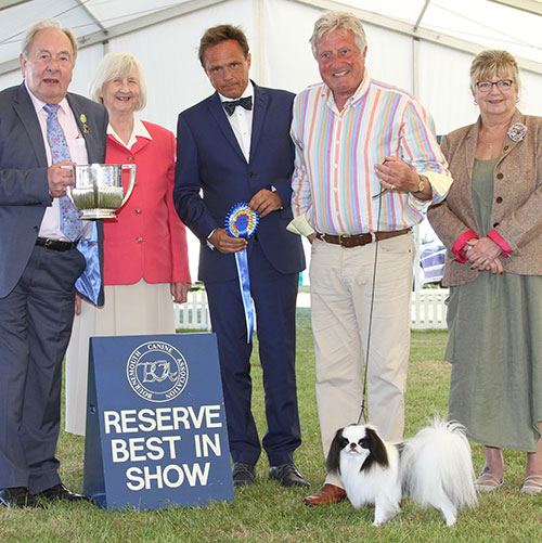 Mr A Allcock MBE Sleepyhollow Robson JW Sh.CMwith BIS judge Mr E Engh, Mr J Farrant (Vice Chairman), Mrs J Stratten (Asst Secretary) & Mrs Rotchell