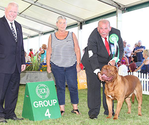 Mr T & Mrs A D Grice Emberez Kingpin Sh.CM with group judge Mr R Searle 
