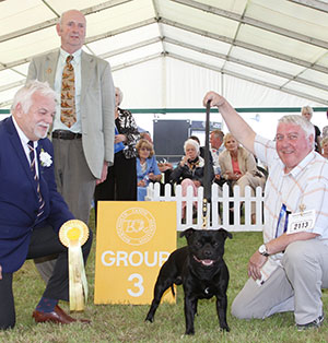 Mrs L Miller Deldenas Black Shadow with group judge Mr M P Phillips & Mr P Sheppard (Health & Safety Officer) 