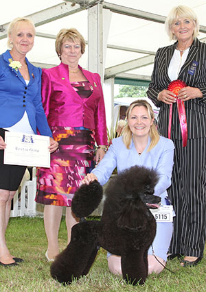 Miss M Harwood Ch Minarets Best Kept Secret with group judge Mrs E P Hollings, Mrs S Duffin (Secretary) & Mrs A Dixon (Group Steward)