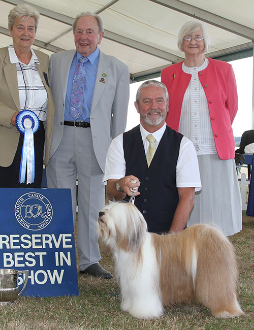 Mr N S Smith & Ms J Hadlington Ch Tetsimi Moves Like Jagger with BIS judge Mrs C E Cartledge, Mrs J Stratten (Asst Secretary) & Mr J Farrant (VC) 