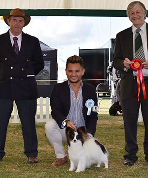 Mrs I & Mr G Robb Gleniren Who's Your Daddy with puppy group judge Mr G Curr & Mr L Hunt (Committee)