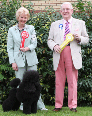 Miss J Kitchener Ch Lenholl D'Ikar at Michandy (Imp) JW with group judge Mr D Smith