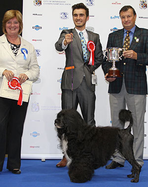 Ms L Newton Multi Ch Hi Seas Dr. Romeo Macduff with group judge Mrs J Rual & Mr J Barber (Committee)