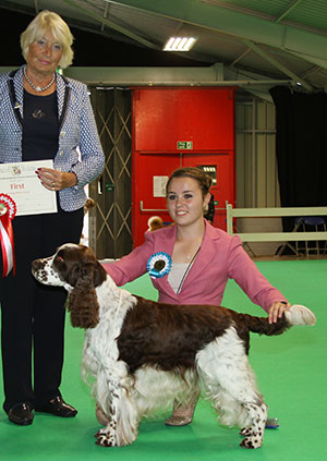 Mrs M & Mr S Wildsmith Trimere Time Trail With Sandiebeck Sh CM with veteran group judge Mrs L Stannard