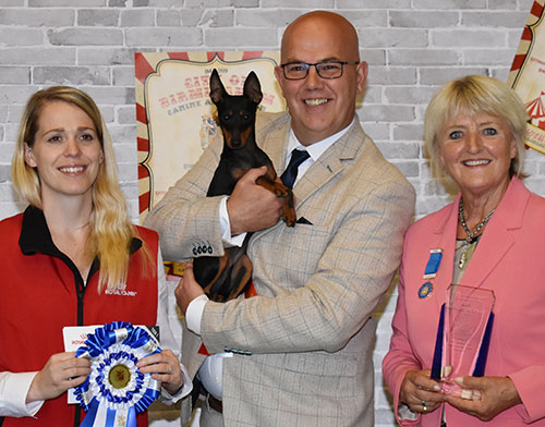 Mr N Gourley & Mr A Leonard Witchstone Unexpected Gift with BJIS judge Mrs E P Hollings & Mrs L Duffy (Royal Canin)