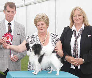 Mr T B & Mrs P M Urwin Begaville Geordiegirl For Paparottsie with veteran group judge Mr J Thirlwell