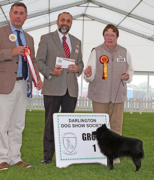 Mrs J S Mance Ch Schipdale Orlando with group veteran judge Mr J Horswell & Mr A Bongiovanni (Royal Canin)