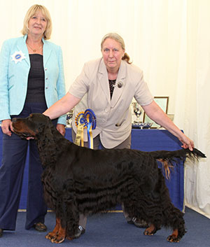 Dr M & L Ivaldi Multi Ch Ludstar Frederick Frankenstein with group judge Mrs G Simpson
