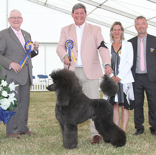 Mrs C Furley Ch Somanic Style By Design At Clanese with BVIS judge Mr D Smith, Ms N Medlam (Treasurer) & Mr P Allen (Committee) 