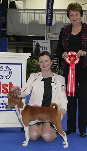 Mr T J Rabbitte & Miss C Donaldson Nailah In That Lil Red Dress with puppy group judge Mrs J Peak 