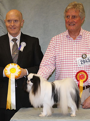 Mr A Allcock MBE Sleepyhollow Robson JW Sh.CM with group judge Mr D Guy