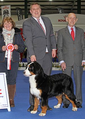 Mrs C Hartley-Mair Mrs C Meadowpark Touch Of Class with puppy group judge Mr C Mackay 