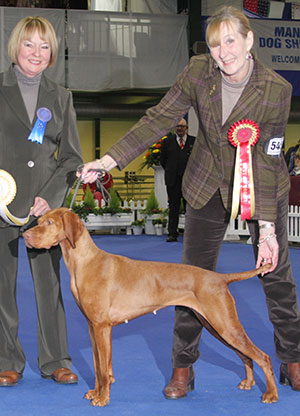 Mrs S J Barnard Sh Ch Daxpack Henrietta with group judge Mrs P D A Williams
