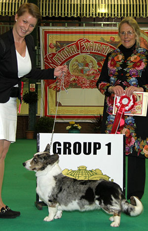 Mrs C Sonberg Dk Int Norsk Ch Nord Su (u) Ch Analog Cc Kind Of B with group judge Mrs M Purnell-Carpenter 