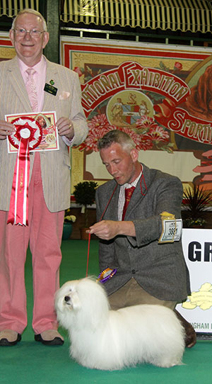 Mrs H L Gill Cotonkiss Angel Of Grace with veteran group judge Mr D Smith 