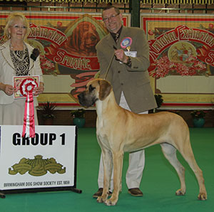 Mr J C & Mrs H Dyson & Miss C Dyson Selmalda Journey To Melody At Samdice with puppy group judge Mrs L Salt 