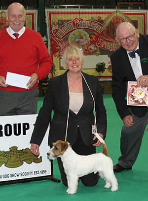 Mr J Averis & Mr A Barker Saredon Jack The Lad with puppy group judge Mr R Blackley & Mr P Galvin (Royal Canin)