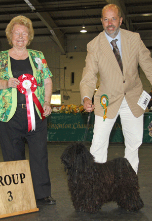 Mr & Mrs D & S Szczepanski & Mr I Crowther Catsun Cinnabar At Tremodeus with group judge Mrs B Banbury