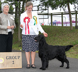 Miss A Dyren Su (u) Ch NU Ch Castlerock Simply Magic with group judge Mrs P Butler-Holley