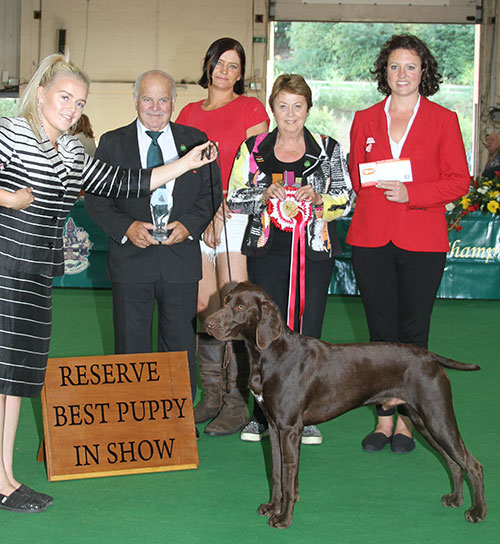 Miss J Braine Grenetrest Canterbury Bell with BPIS judge Mrs J Peak, Mr B Limpus (Chairman) & E Woodhouse (Royal Canin) 