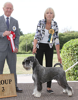 Miss P Moore Odivane Mummy's Boy at Fillipers with group judge Mr T Johnston