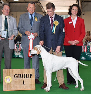Mrs D O'Neill & Miss J O'Neill Sh Ch Chesterhope Thrill Of T Chase (Imp) with Mr D Shields, Mr K Cooper (Treasurer) & E Moorhouse (Royal Canin) 