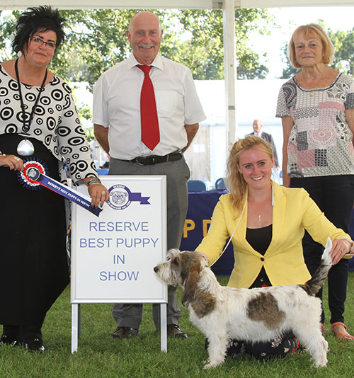 Mrs S & Mr O Robertson & Miss E Robertson Soletrader Beatrix Potter with BPIS judge Mrs M M Waddell, J Buttle (Plush Puppy UK) & Mr P Galvin (RC) 
