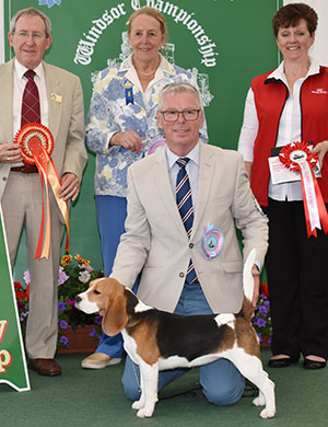 Messrs Jones & Jepson Messrs T & S Eardley Anna Sasin with puppy group judge Mrs M Purnell-Carpenter & Royal Canin